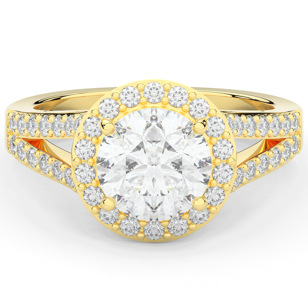 2.50CT.TW ROUND LAB DIAMOND SPLIT SHANK HALO ENGAGEMENT RING - Nazarelle