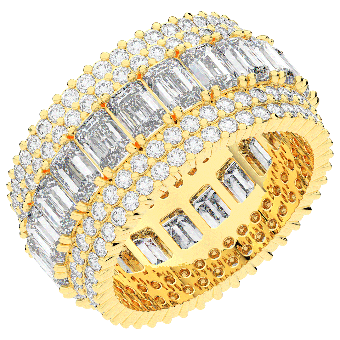 7.00CT.TW EMERALD CUT AND ROUND LAB DIAMOND ETERNITY WEDDING BAND - Nazarelle