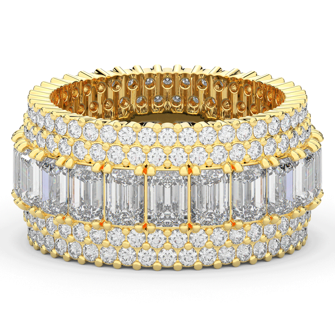 7.00CT.TW EMERALD CUT AND ROUND LAB DIAMOND ETERNITY WEDDING BAND - Nazarelle