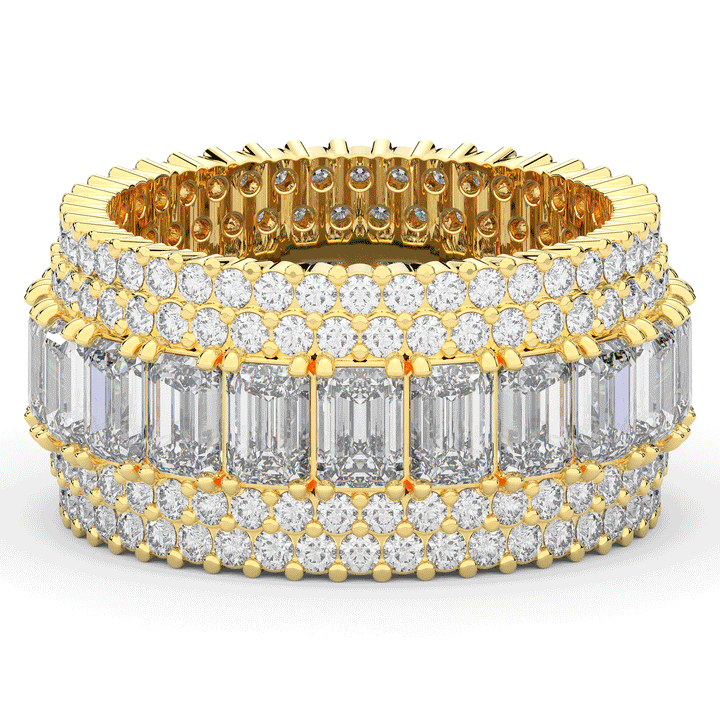 7.00CT.TW EMERALD CUT AND ROUND LAB DIAMOND ETERNITY WEDDING BAND - Nazarelle