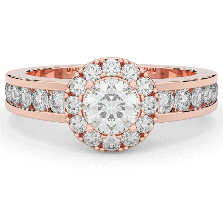 1.75CT.TW ROUND LAB DIAMOND HALO ENGAGEMENT RING - Nazarelle