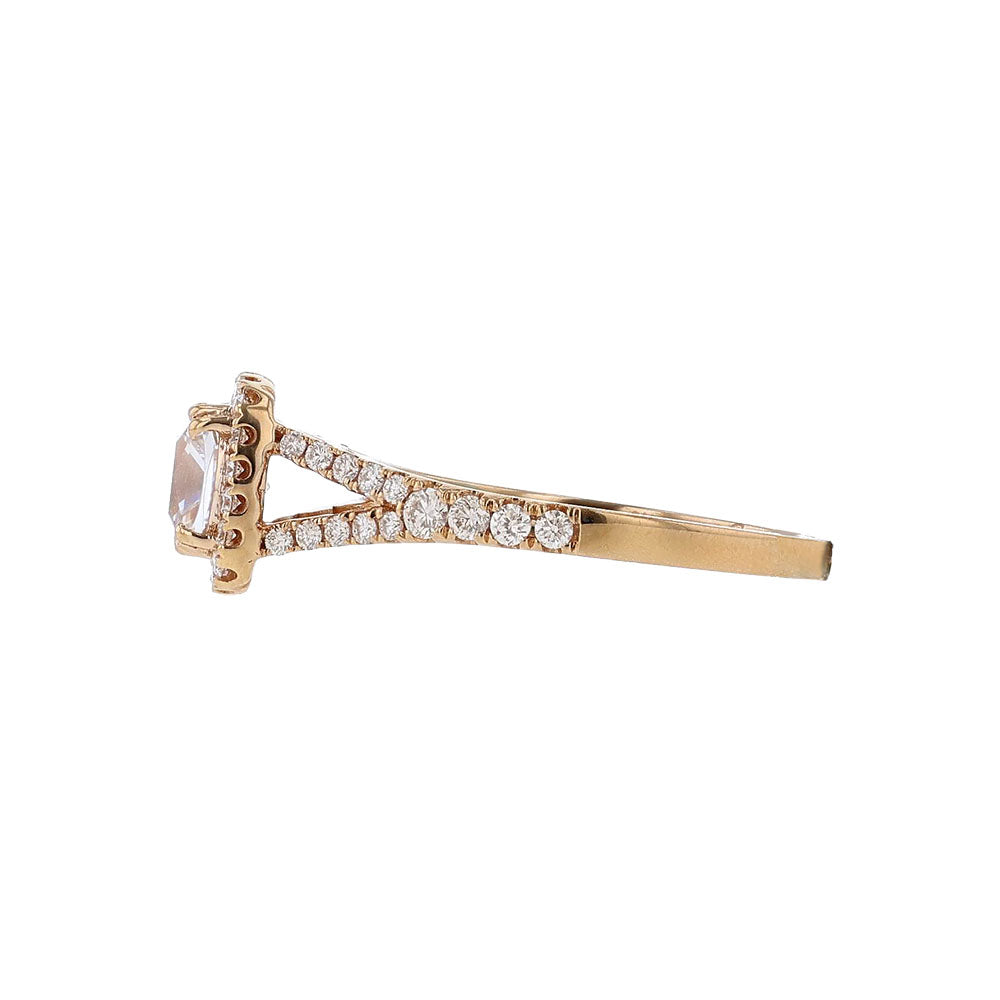 18K Rose Gold Cushion Halo Engagement Ring