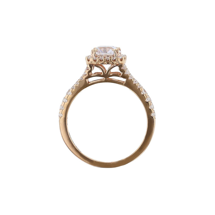 18K Rose Gold Cushion Halo Engagement Ring