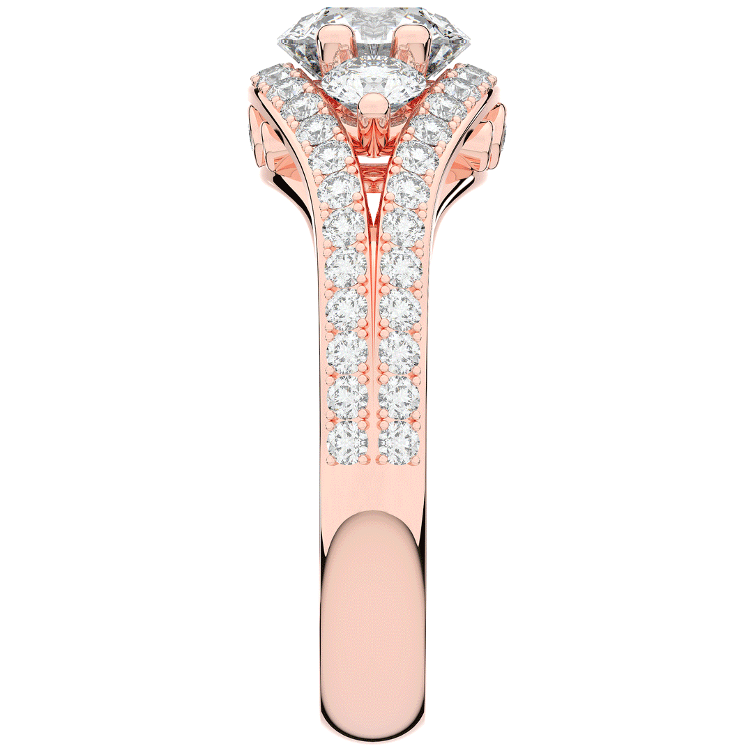 1.90CT.TW ROUND LAB DIAMOND THREE STONE ENGAGEMENT RING - Nazarelle