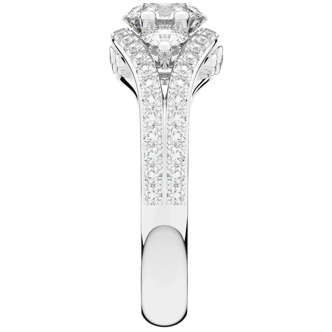 1.90CT.TW ROUND LAB DIAMOND THREE STONE ENGAGEMENT RING - Nazarelle