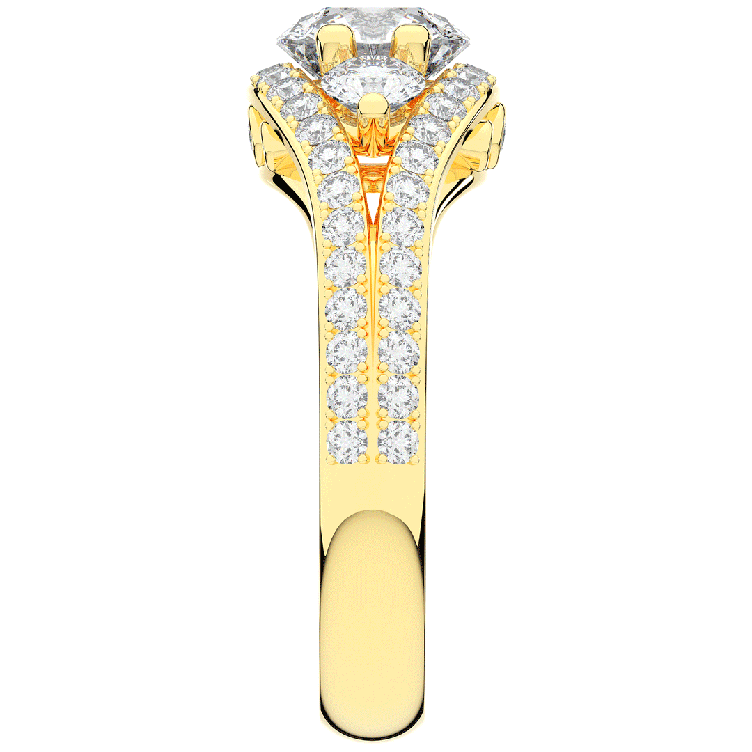 1.90CT.TW ROUND LAB DIAMOND THREE STONE ENGAGEMENT RING - Nazarelle