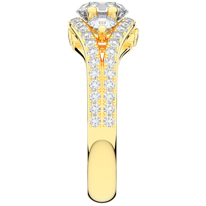 1.90CT.TW ROUND LAB DIAMOND THREE STONE ENGAGEMENT RING - Nazarelle