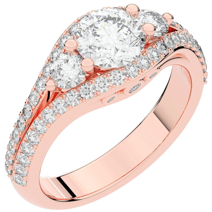 1.90CT.TW ROUND LAB DIAMOND THREE STONE ENGAGEMENT RING - Nazarelle