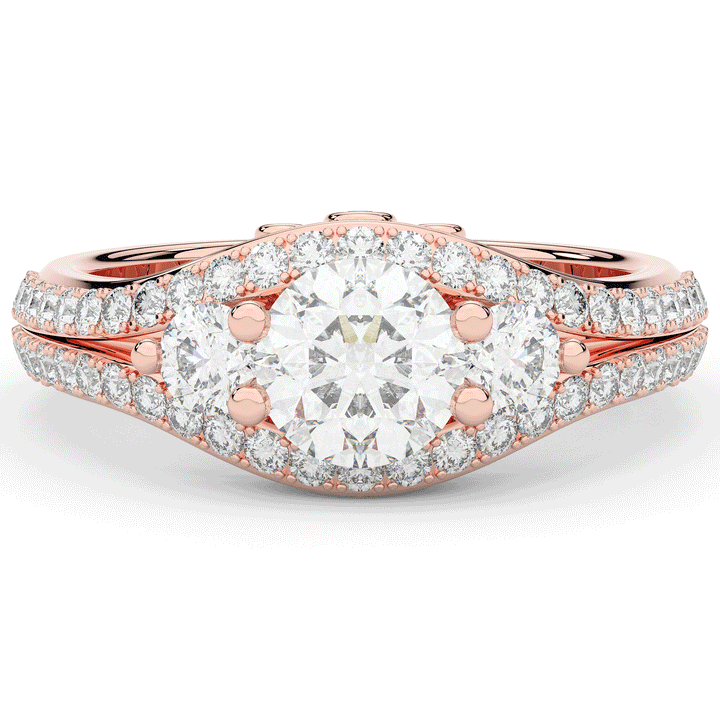 1.90CT.TW ROUND LAB DIAMOND THREE STONE ENGAGEMENT RING - Nazarelle