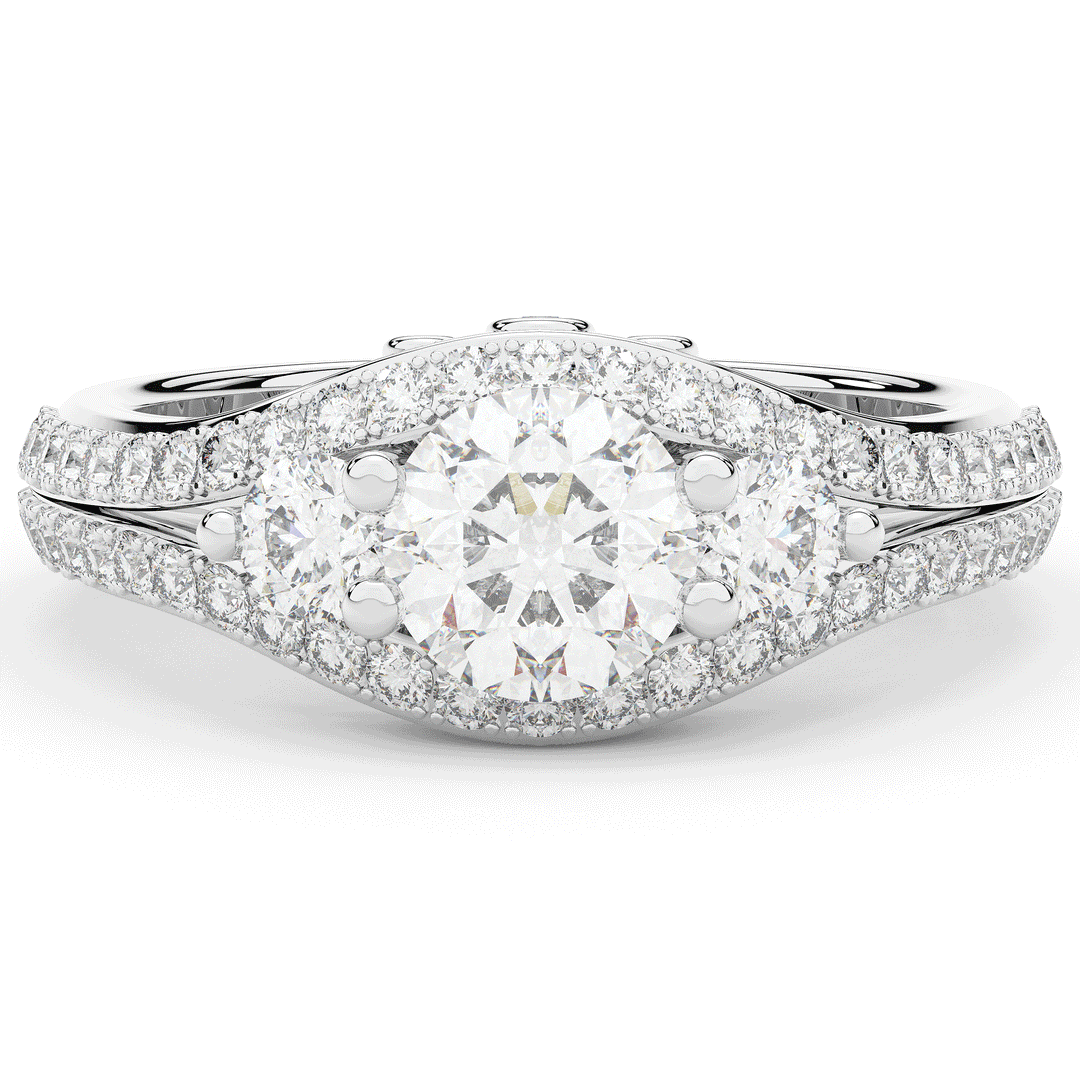 1.90CT.TW ROUND LAB DIAMOND THREE STONE ENGAGEMENT RING - Nazarelle