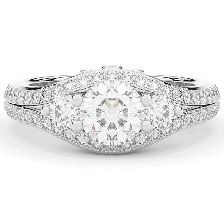 1.90CT.TW ROUND LAB DIAMOND THREE STONE ENGAGEMENT RING - Nazarelle