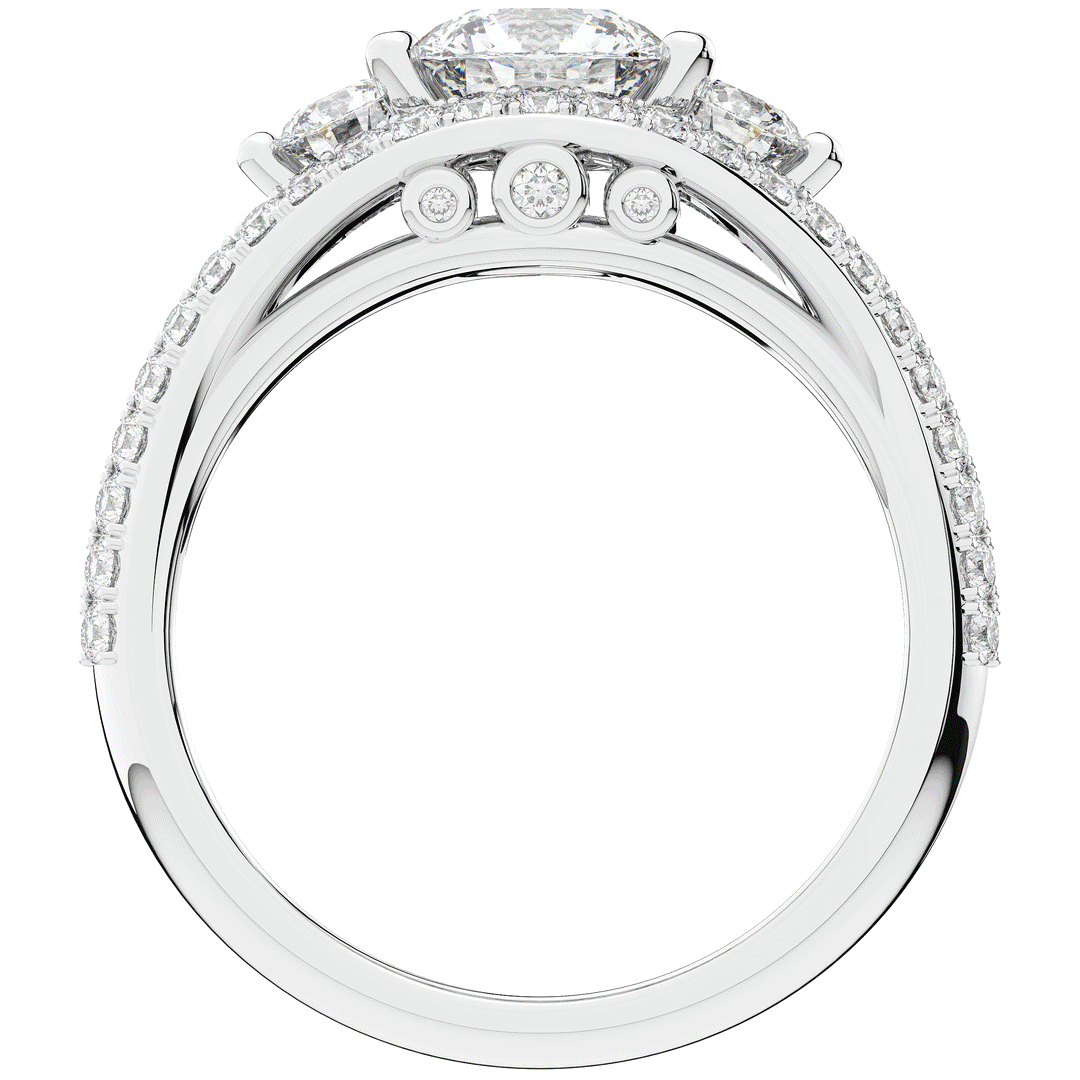 1.90CT.TW ROUND LAB DIAMOND THREE STONE ENGAGEMENT RING - Nazarelle