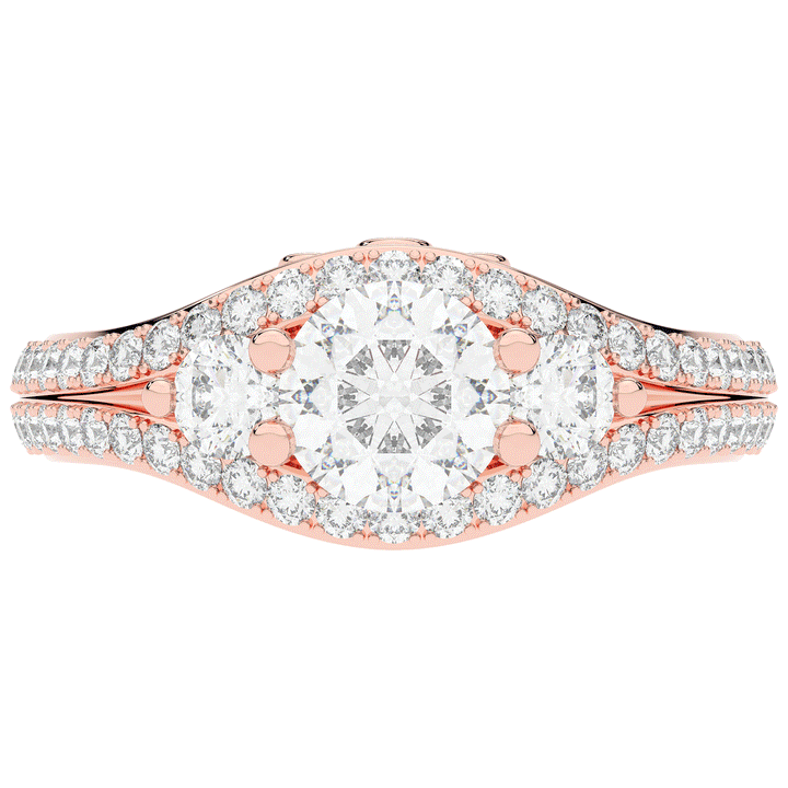 1.90CT.TW ROUND LAB DIAMOND THREE STONE ENGAGEMENT RING - Nazarelle