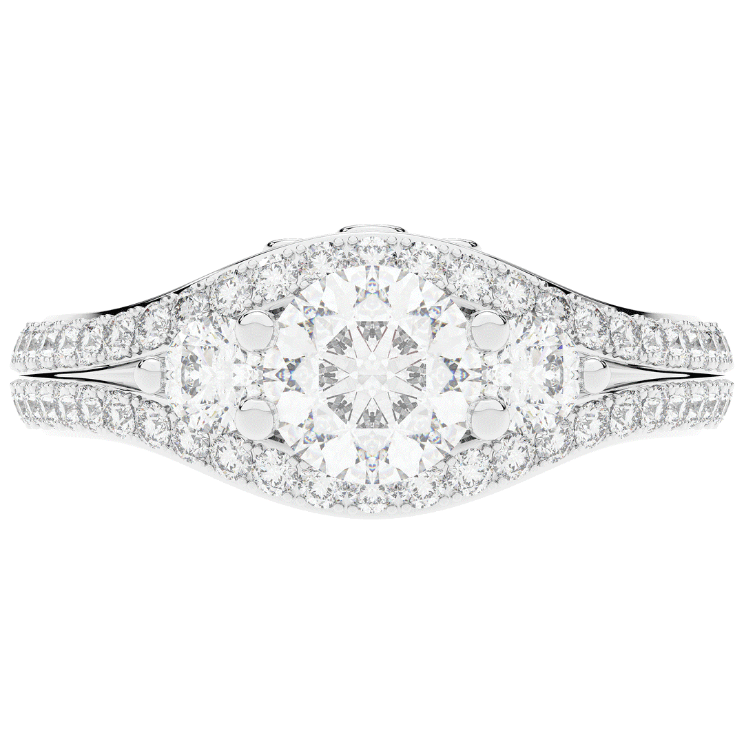 1.90CT.TW ROUND LAB DIAMOND THREE STONE ENGAGEMENT RING - Nazarelle