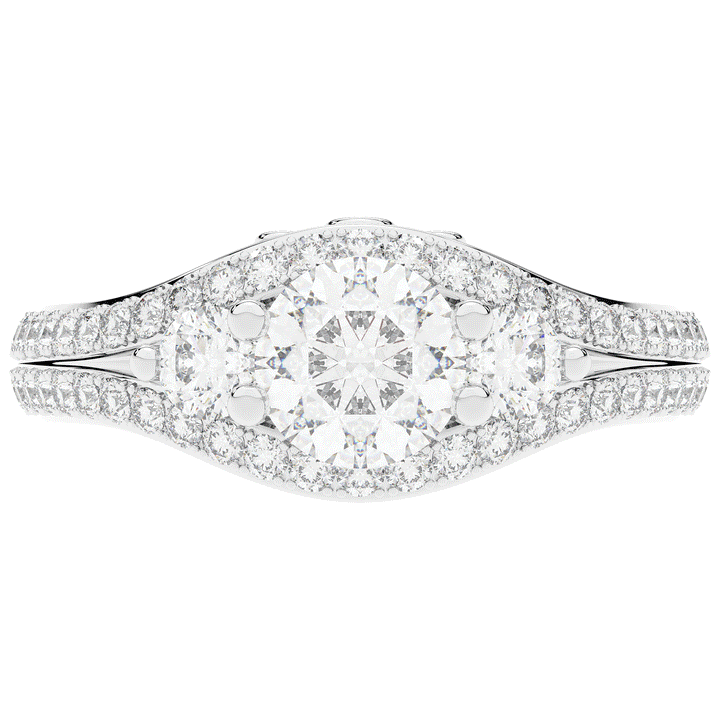1.90CT.TW ROUND LAB DIAMOND THREE STONE ENGAGEMENT RING - Nazarelle