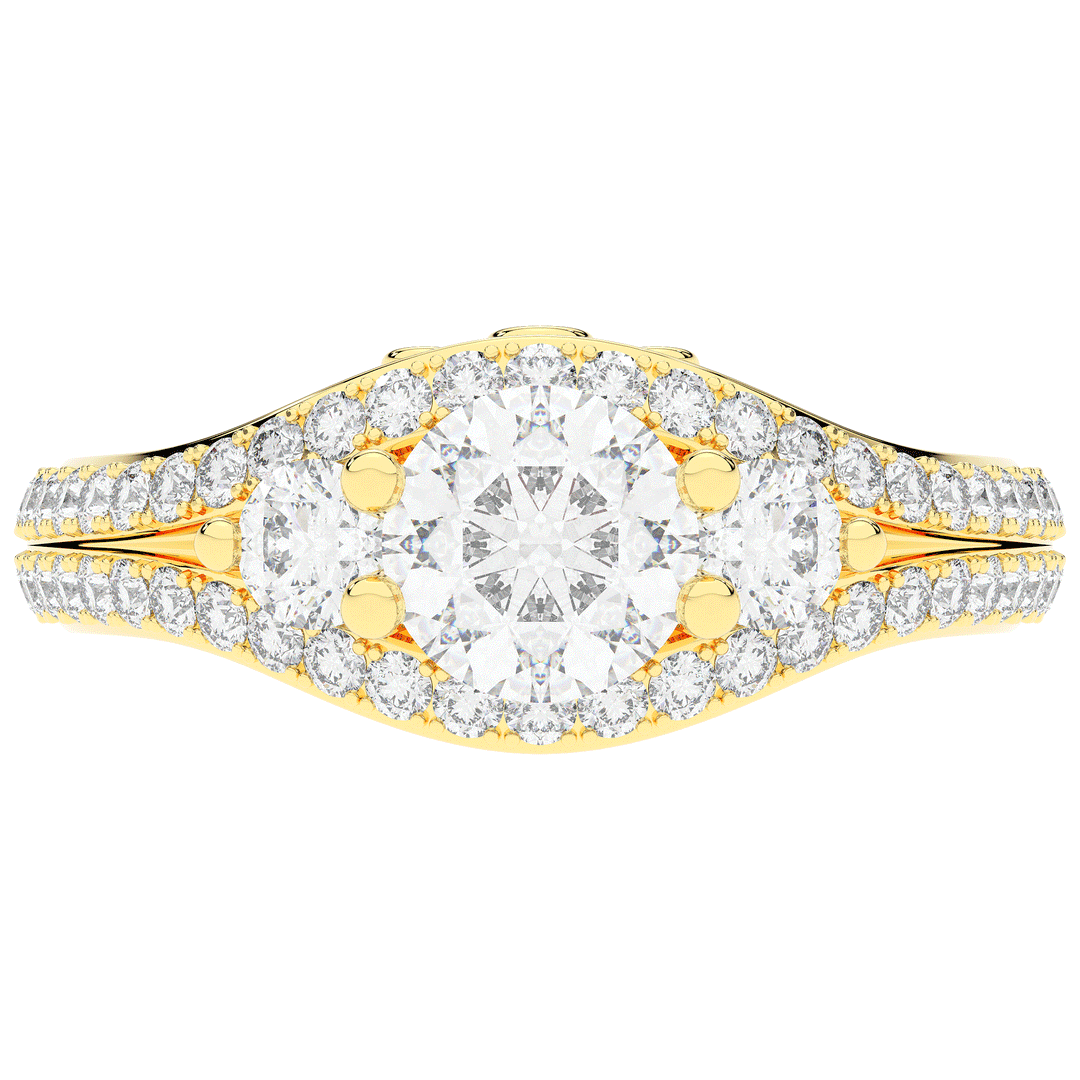 1.90CT.TW ROUND LAB DIAMOND THREE STONE ENGAGEMENT RING - Nazarelle