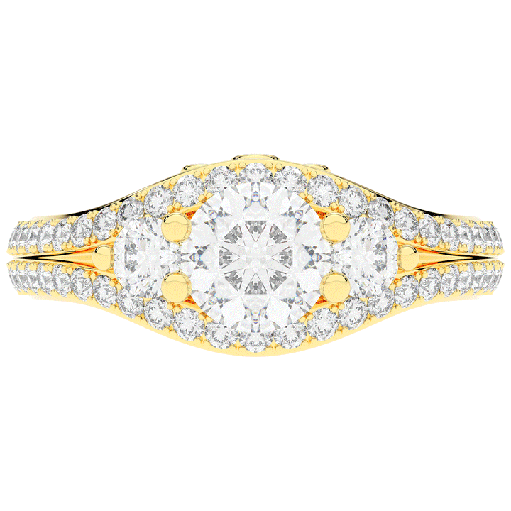 1.90CT.TW ROUND LAB DIAMOND THREE STONE ENGAGEMENT RING - Nazarelle