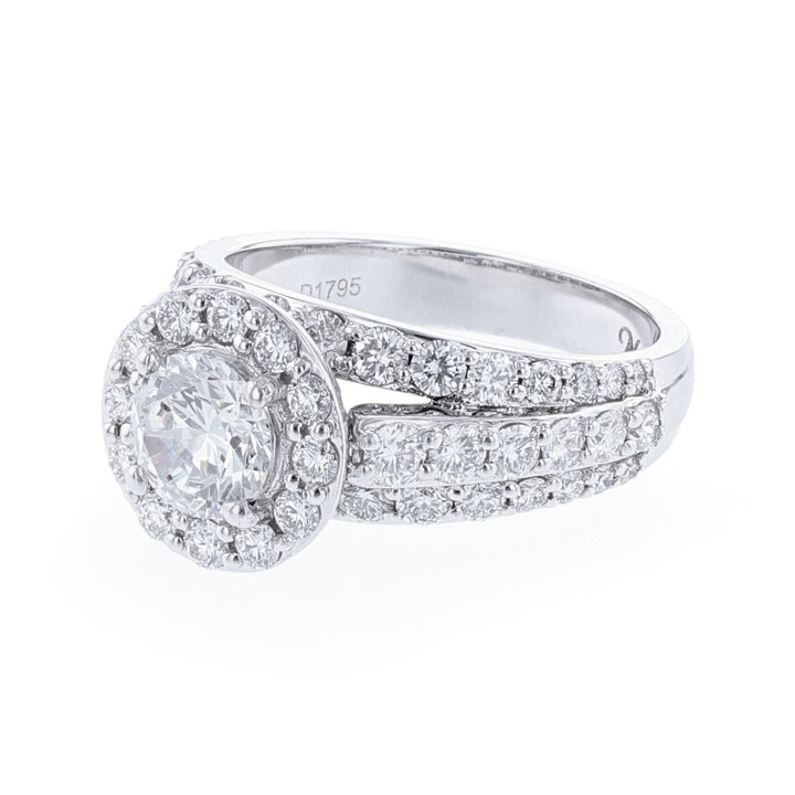 Three-Row Round Halo Diamond Ring