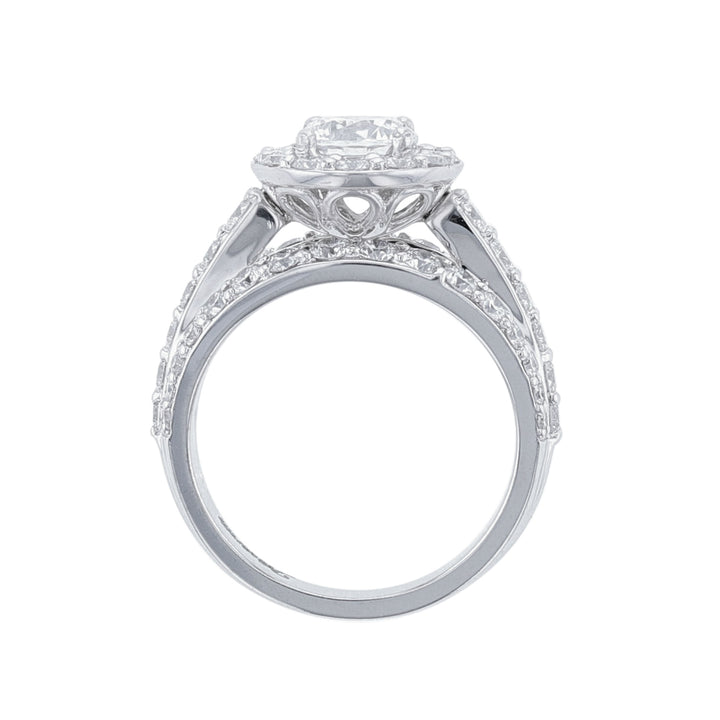 Three-Row Round Halo Diamond Ring