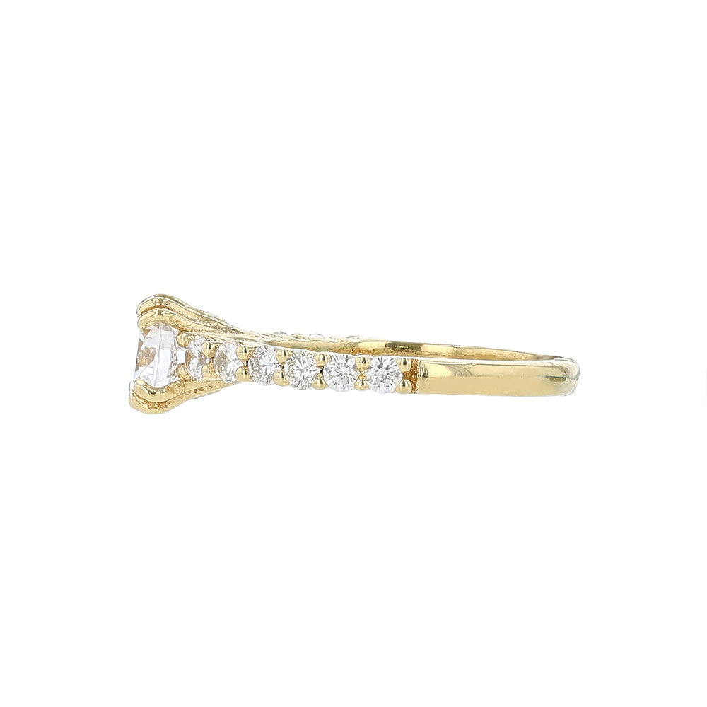 18K Yellow Gold Round Diamond Engagement Ring