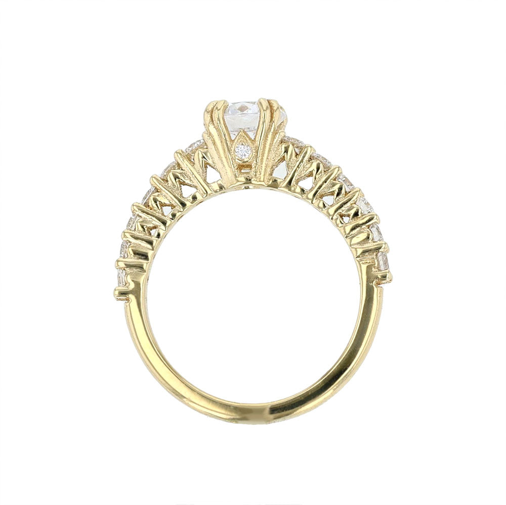 18K Yellow Gold Round Diamond Engagement Ring