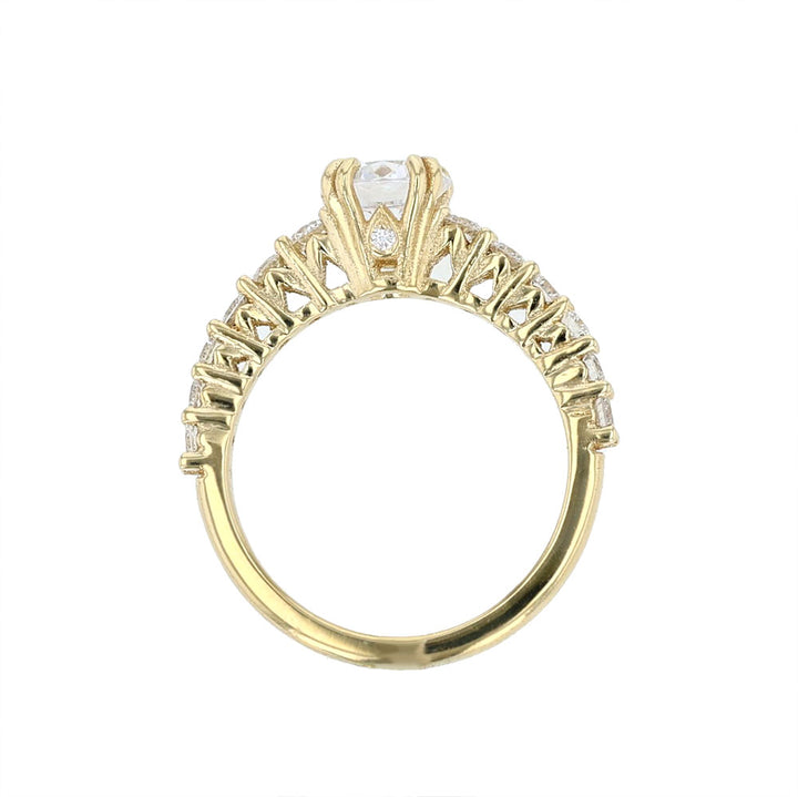 18K Yellow Gold Round Diamond Engagement Ring