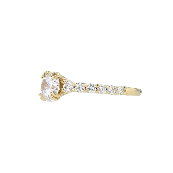 18K Yellow Gold Round Diamond Engagement Ring