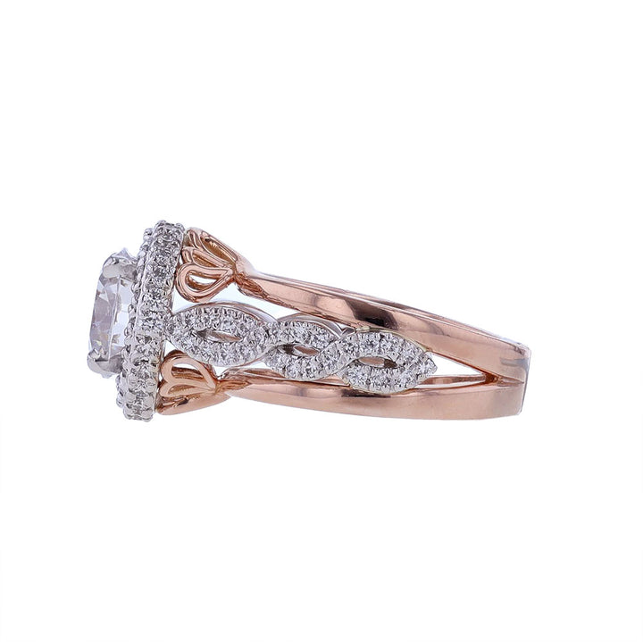 14K White Rose Gold Twisted vine Engagement Ring