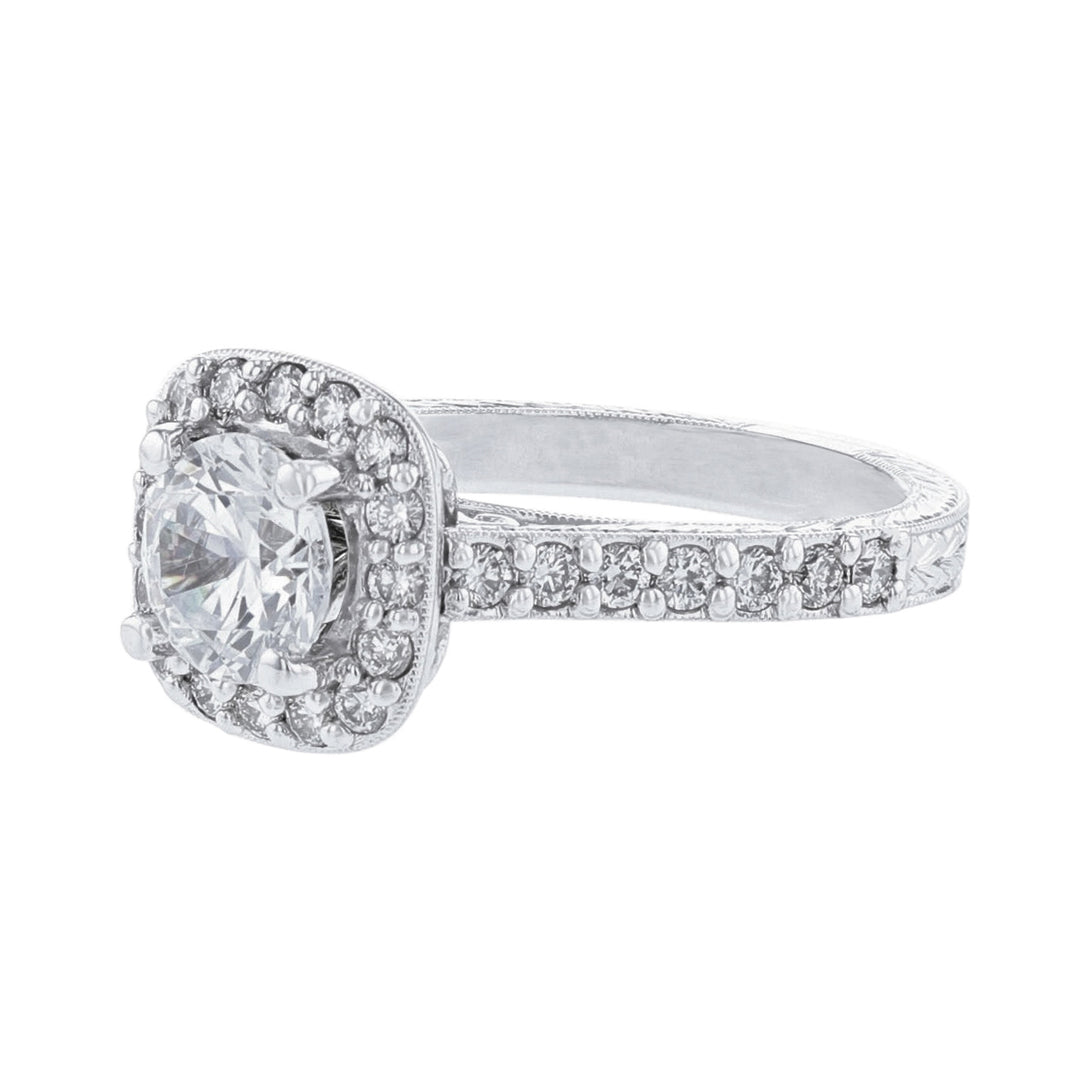 Cushion Shape Halo Diamond Engagement Ring