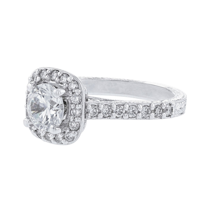 Cushion Shape Halo Diamond Engagement Ring