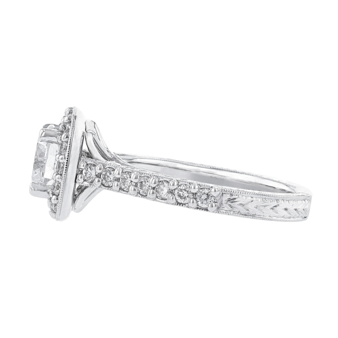 Cushion Shape Halo Diamond Engagement Ring