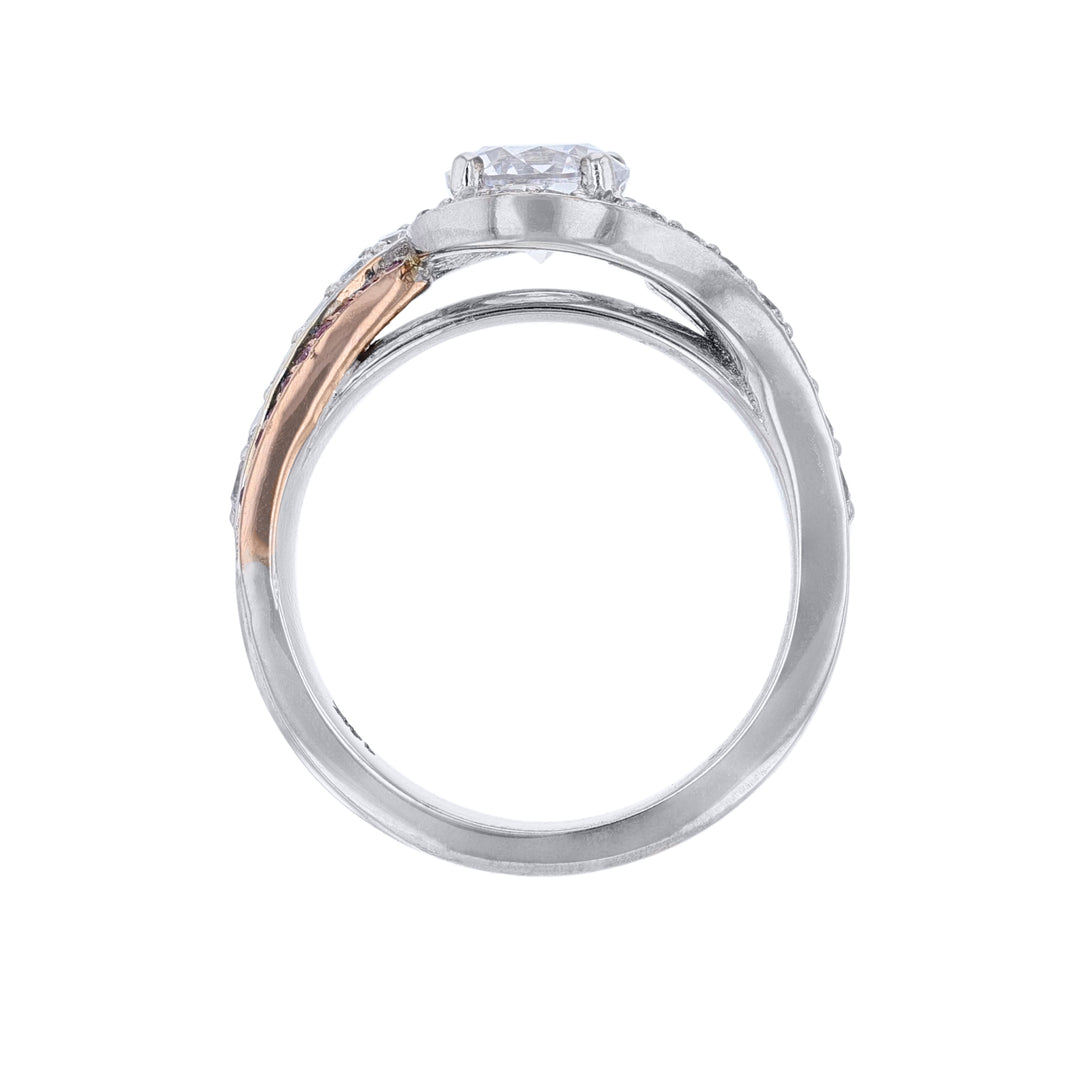 Twisted Halo Pink Sapphire Diamond Ring