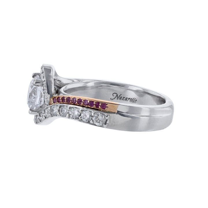 Twisted Halo Pink Sapphire Diamond Ring