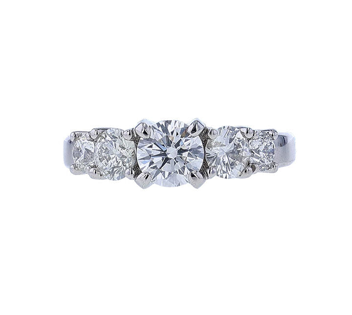 Platinum White Gold Certified 5 Diamond Engagement Ring