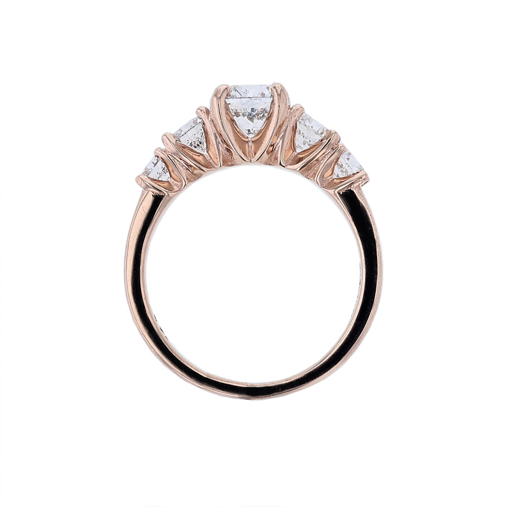 14Kt Rose Gold Certified 5 Diamond Engagement Ring