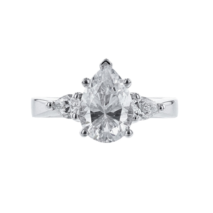 18K Yellow Gold Pear Accent Diamond Split Shank Ring