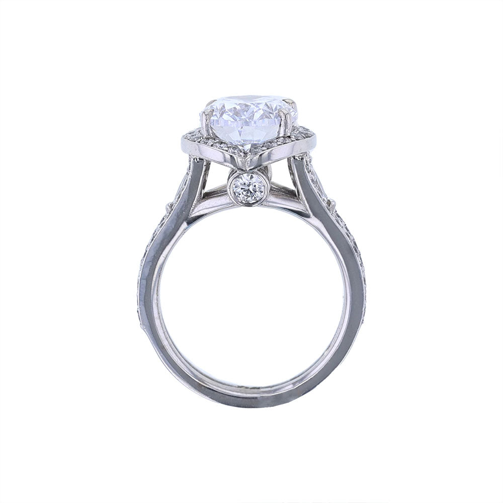 14K White Gold Concave Halo Engagement Ring