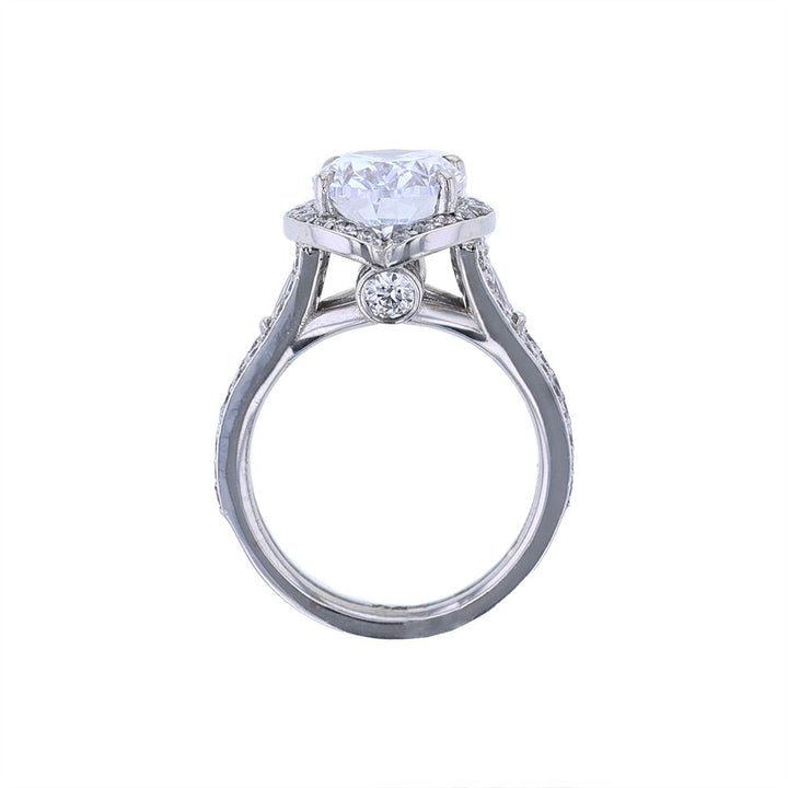 14K White Gold Concave Halo Engagement Ring