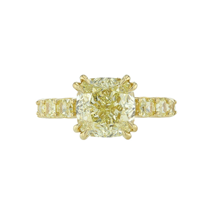 Cushion Brilliant Cut Yellow Diamond Ring