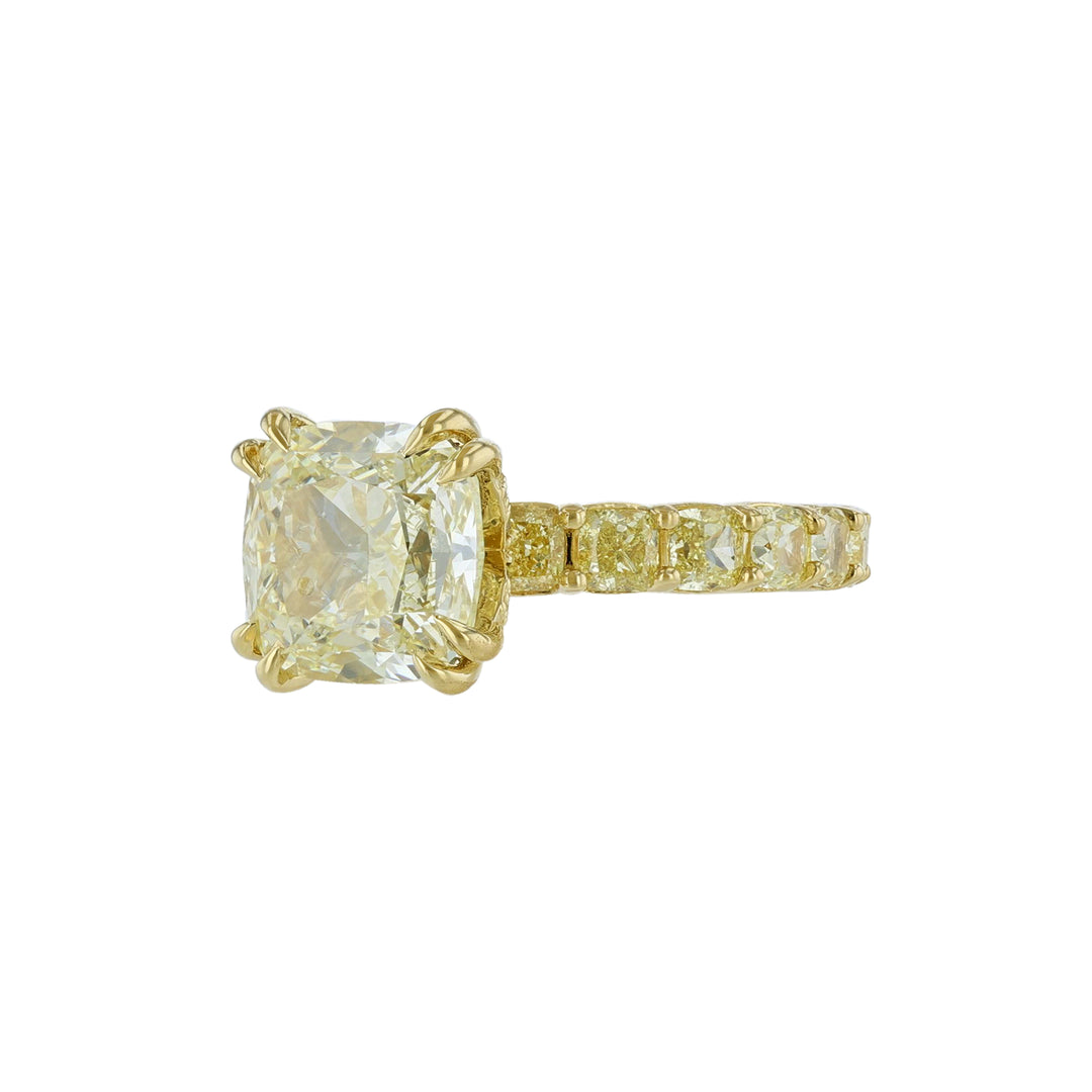 Cushion Brilliant Cut Yellow Diamond Ring