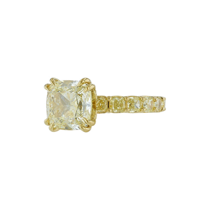 Cushion Brilliant Cut Yellow Diamond Ring