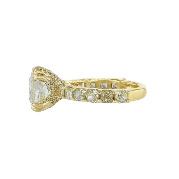 Cushion Brilliant Cut Yellow Diamond Ring
