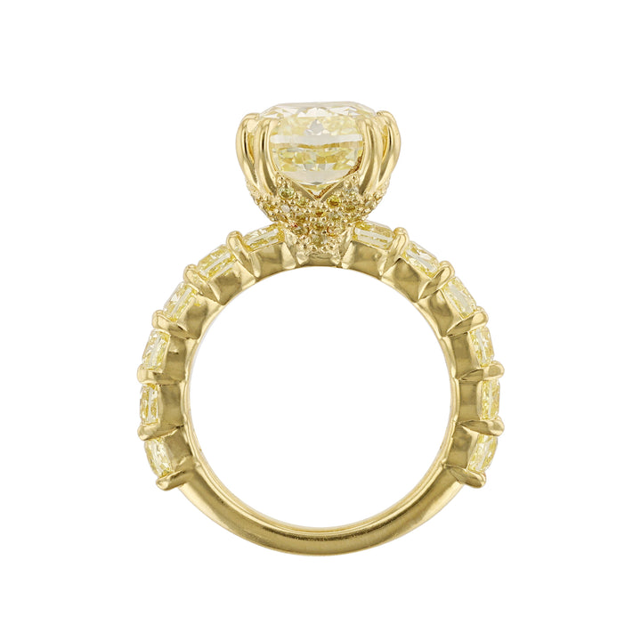 Cushion Brilliant Cut Yellow Diamond Ring