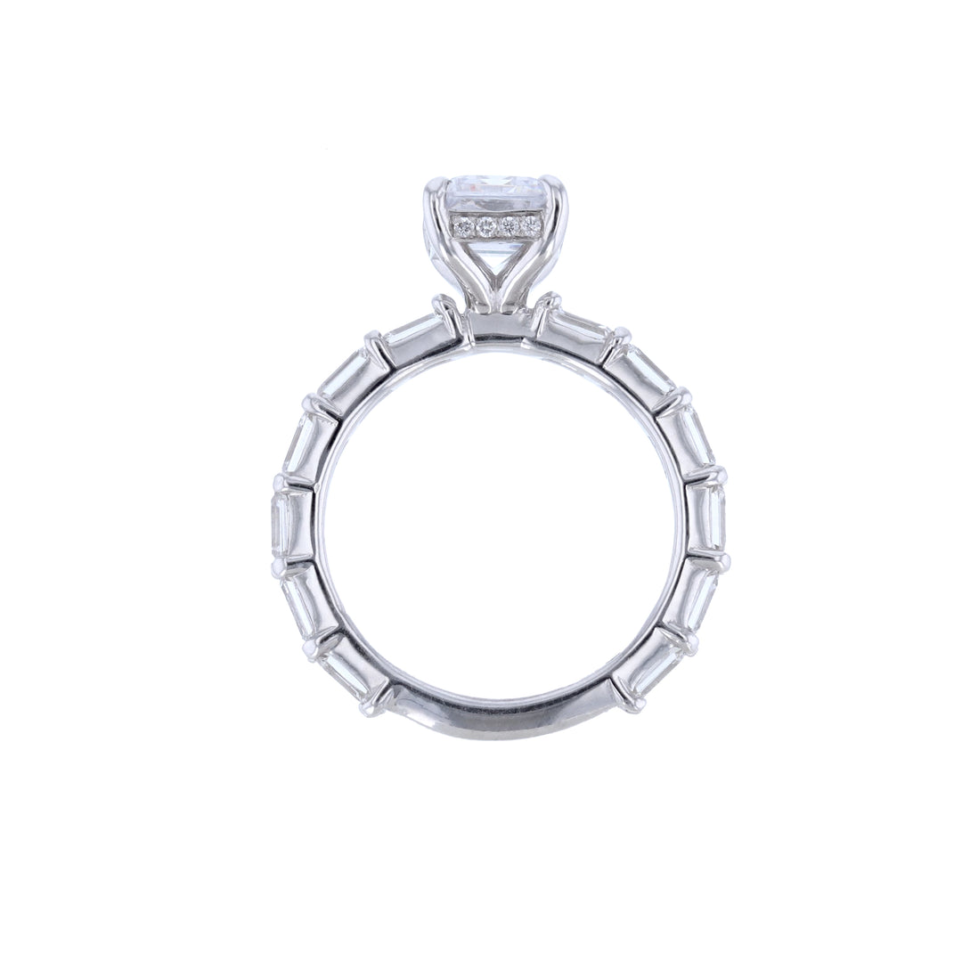 Emerald Cut Accented Pave' Halo Diamond Ring