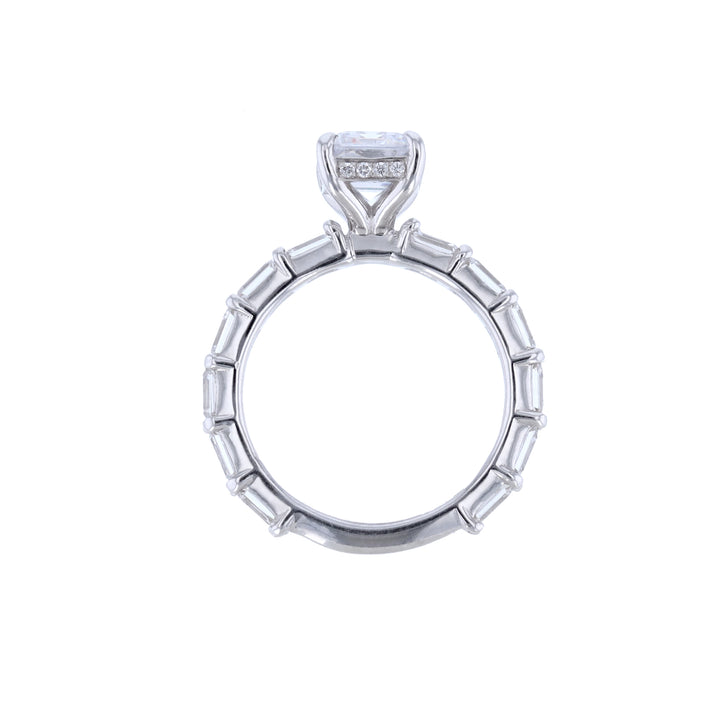 Emerald Cut Accented Pave' Halo Diamond Ring
