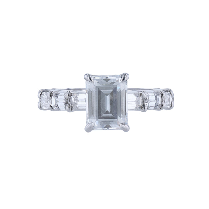Emerald Cut Accented Pave' Halo Diamond Ring