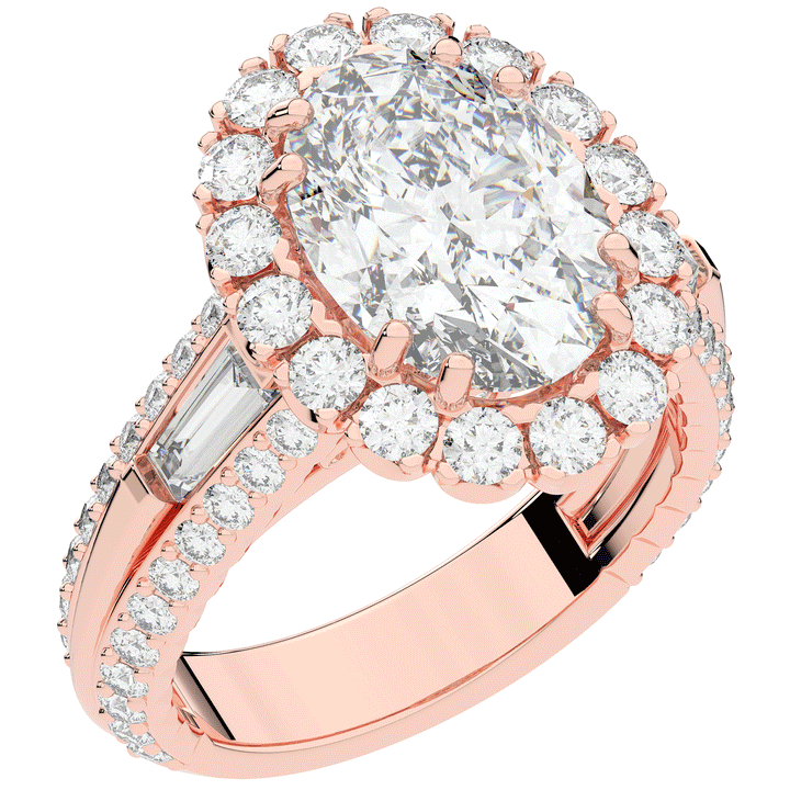 5.75CT.TW OVAL LAB DIAMOND HALO ENGAGEMENT RING - Nazarelle
