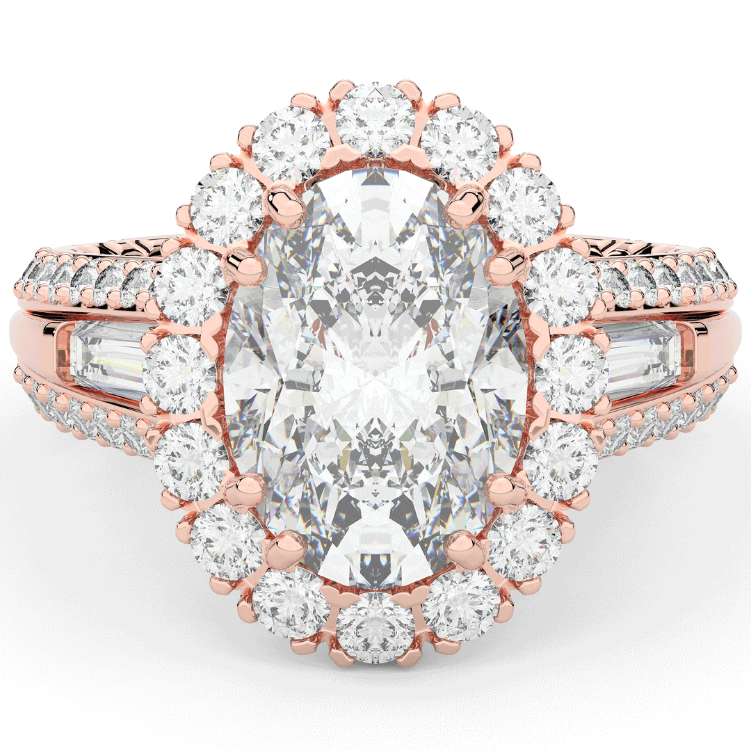 5.75CT.TW OVAL LAB DIAMOND HALO ENGAGEMENT RING - Nazarelle