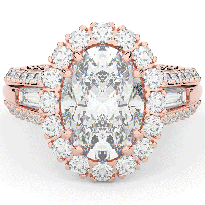 5.75CT.TW OVAL LAB DIAMOND HALO ENGAGEMENT RING - Nazarelle