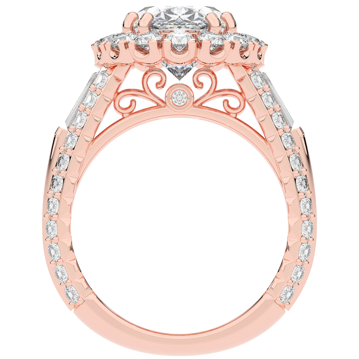 5.75CT.TW OVAL LAB DIAMOND HALO ENGAGEMENT RING - Nazarelle